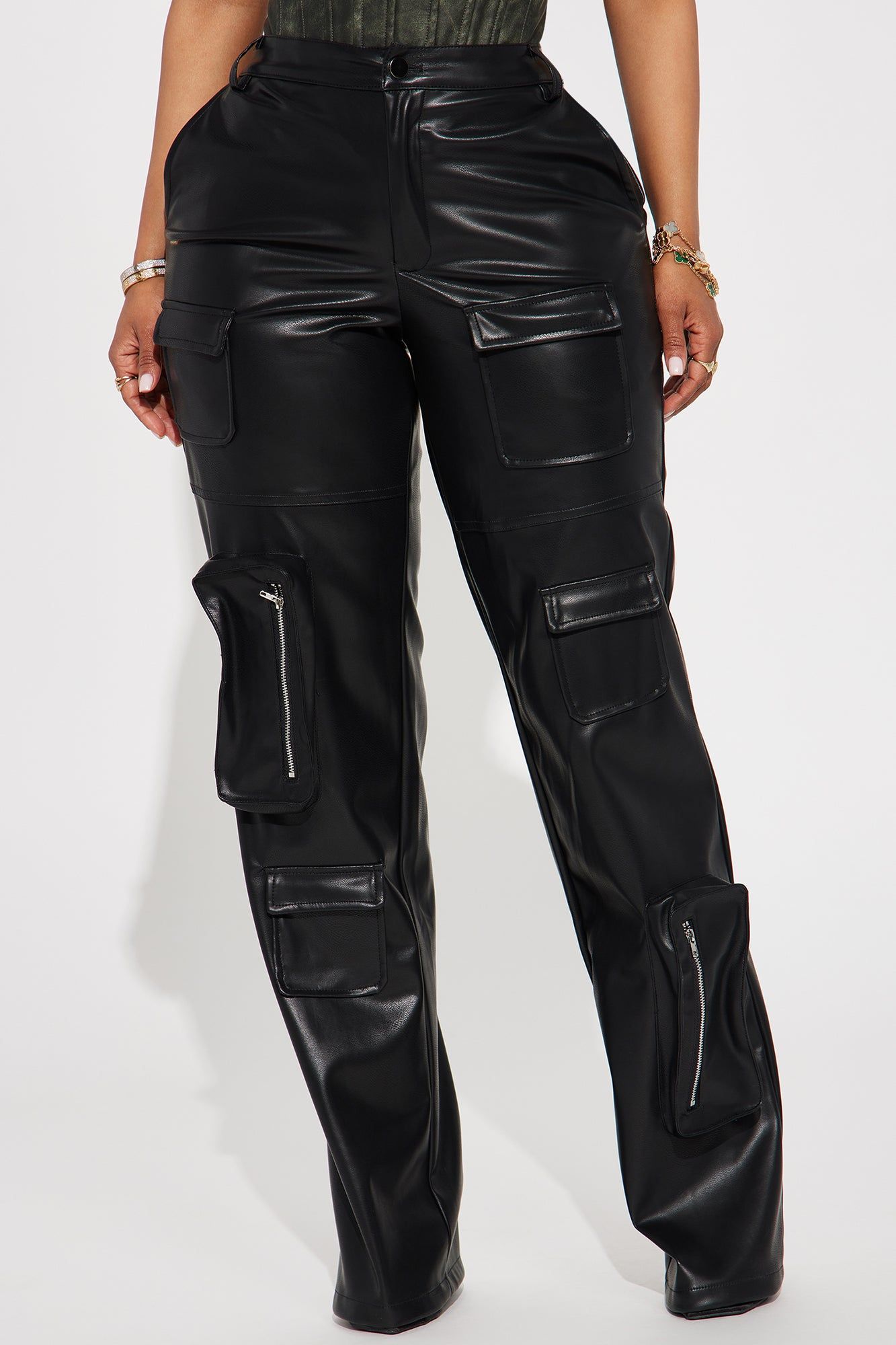 Never Too Late Faux Leather Cargo Pant - Black sold by Fashion Nova product image thumbnail 2