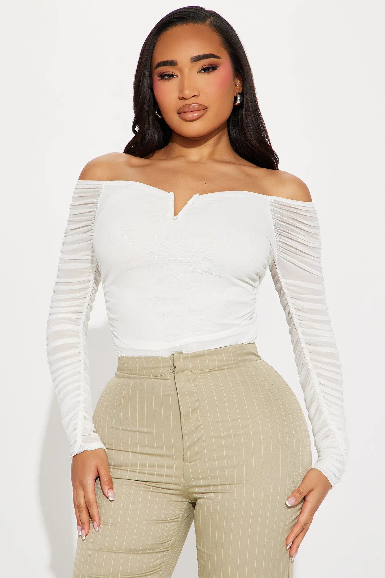 The Finer Things Mesh Bodysuit - Ivory sold by Fashion Nova