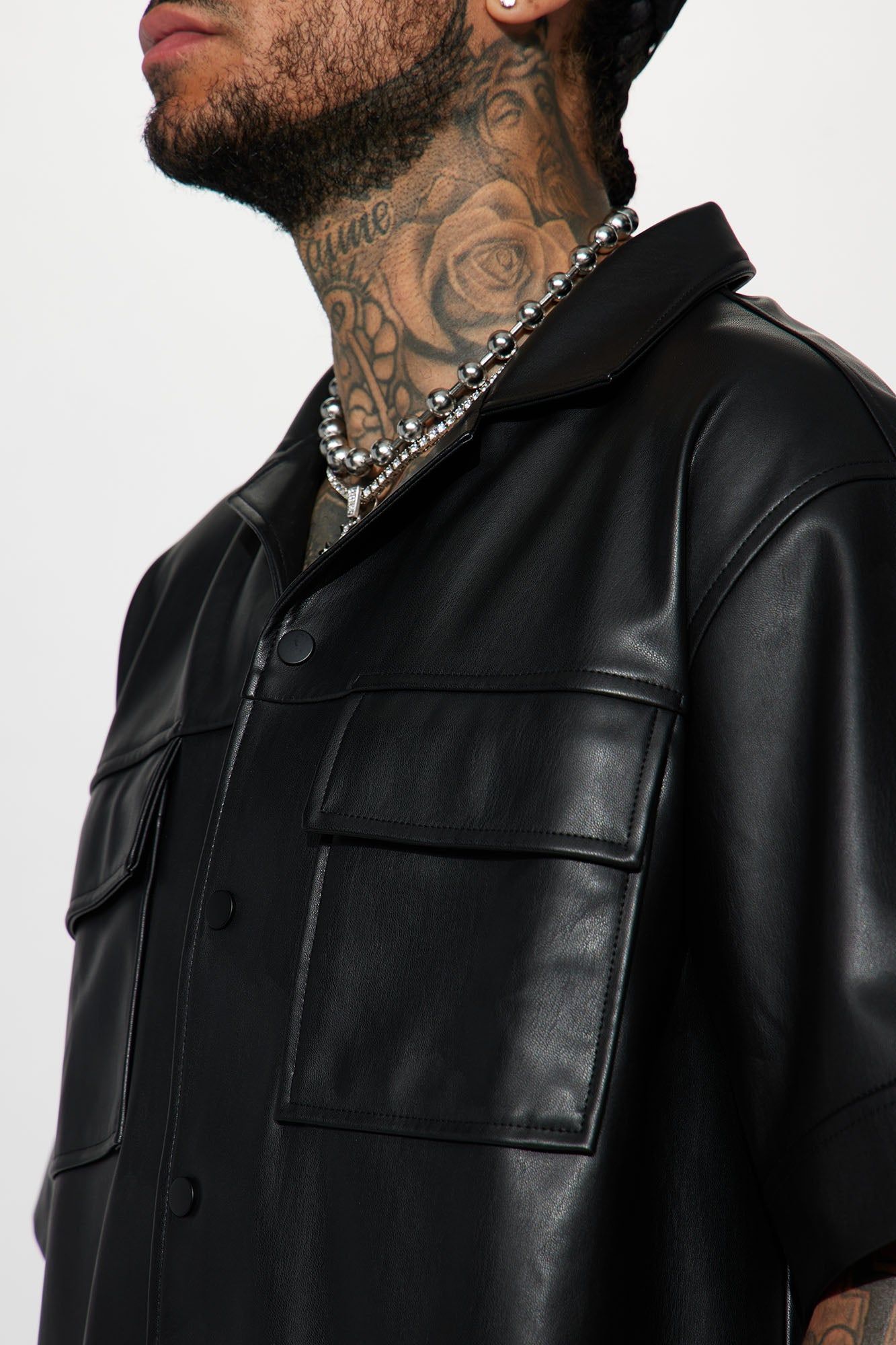 High Stepper Faux Leather Button Up Shirt - Black sold by Fashion Nova product image thumbnail 4