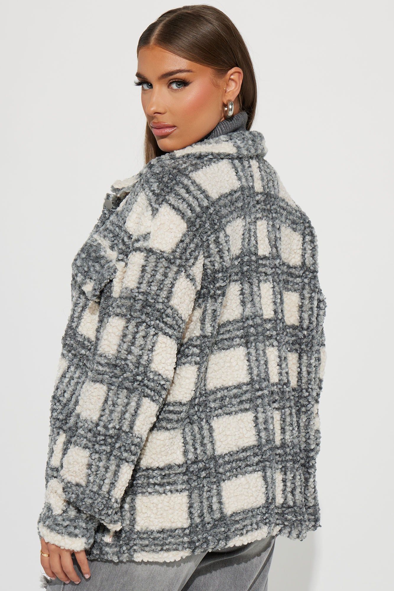 Campside Feelings Sherpa Shacket - Charcoal sold by Fashion Nova product image thumbnail 3