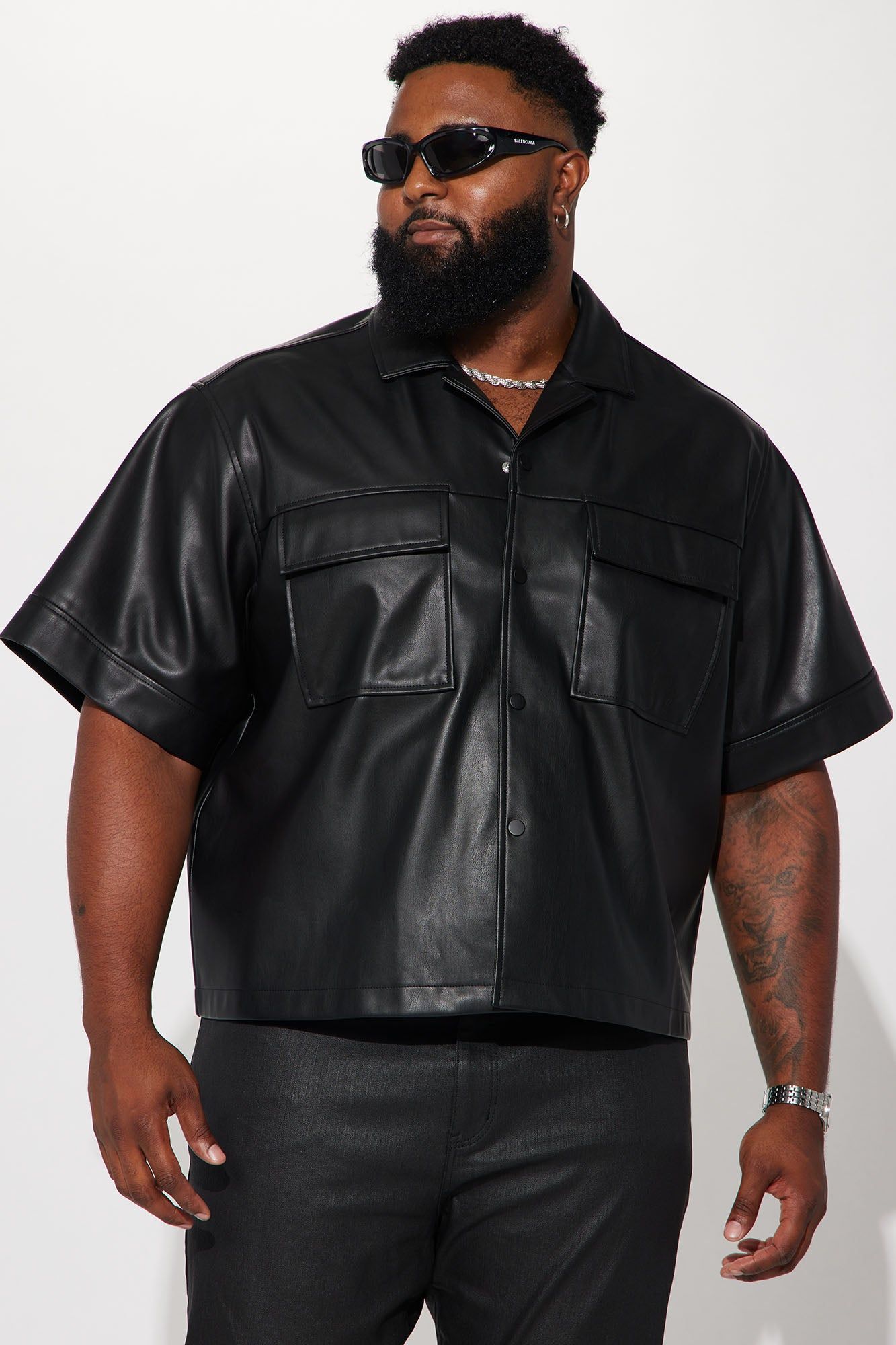 High Stepper Faux Leather Button Up Shirt - Black sold by Fashion Nova product image thumbnail 2