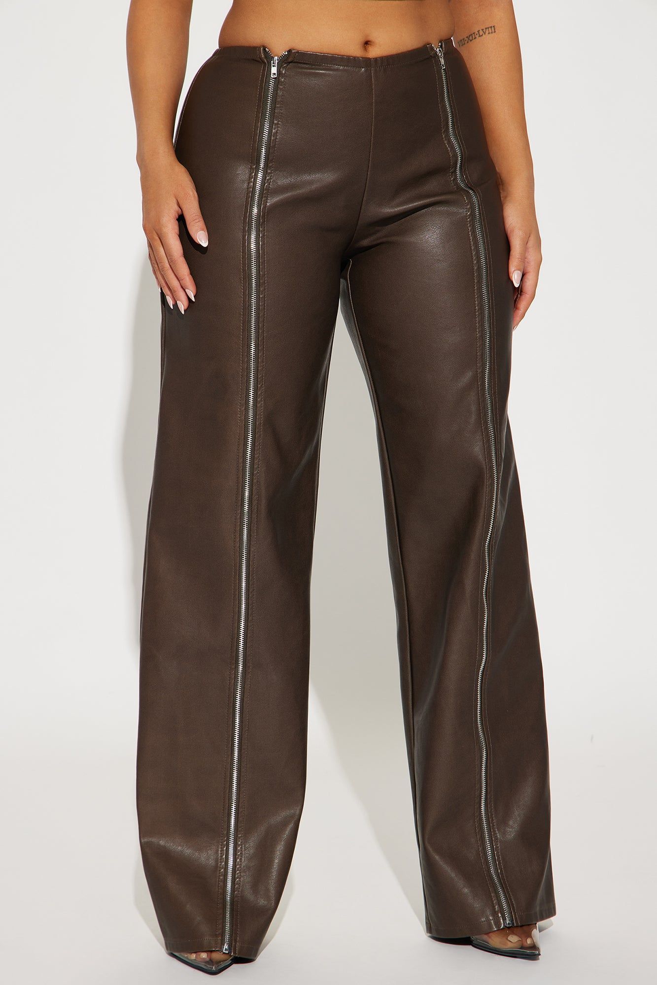 Trinity Faux Leather Pant - Chocolate sold by Fashion Nova
