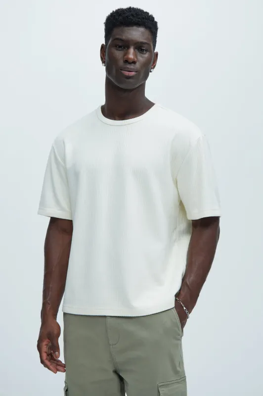 Franklin Stripe Knit Relaxed Short Sleeve Tee - Cream sold by Fashion Nova