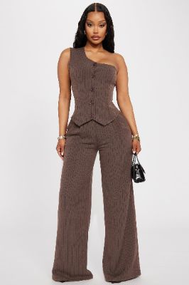 Sandy Pant Set - Brown sold by Fashion Nova
