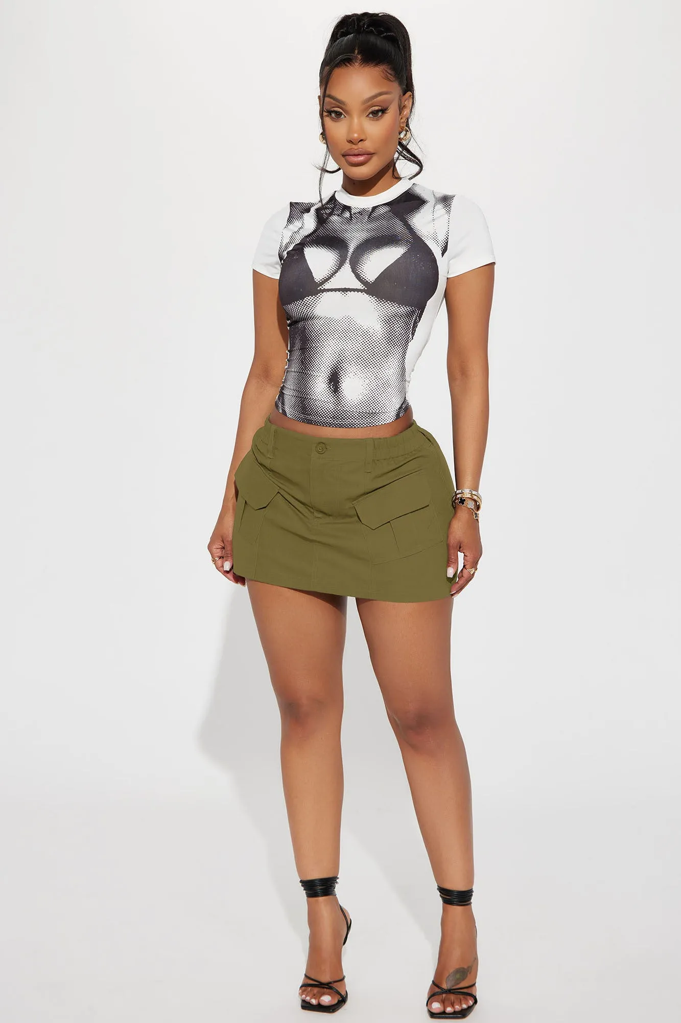 Catalina Solid Cargo Mini Skirt - Olive sold by Fashion Nova