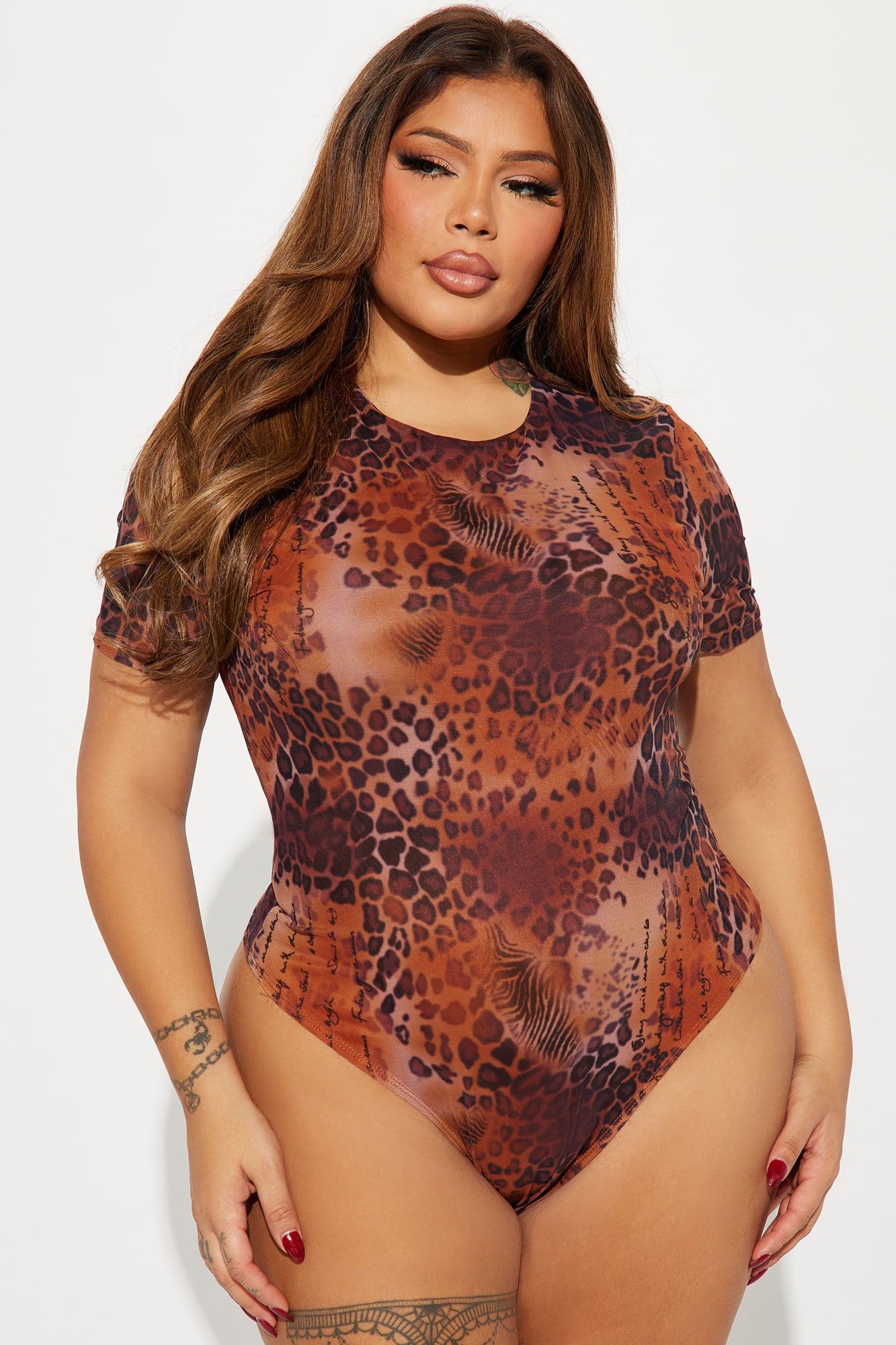 Wildest Dreams Mesh Bodysuit - Brown/combo sold by Fashion Nova product image thumbnail 5