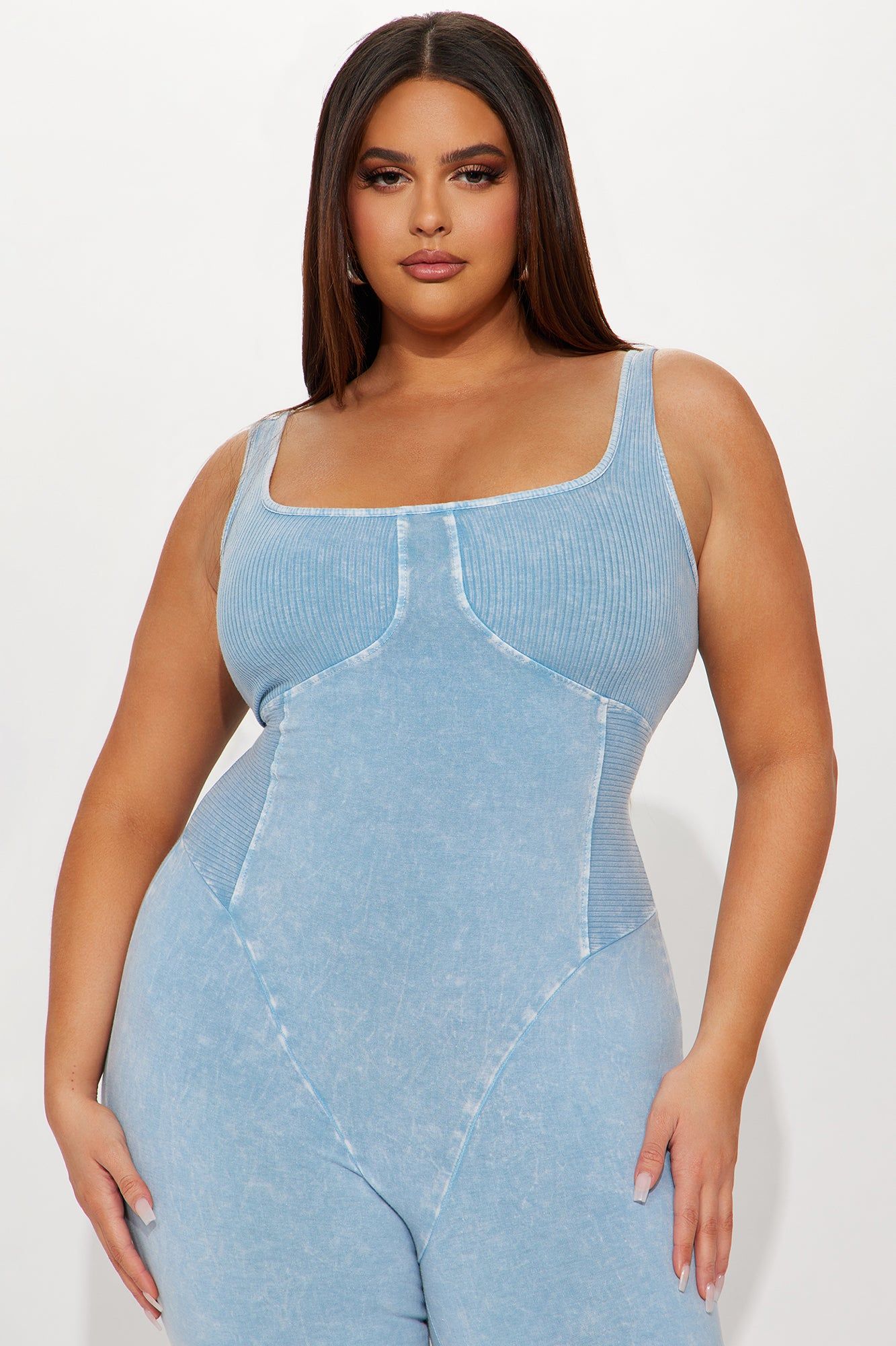 Amali Mineral Wash Romper - Sky Blue sold by Fashion Nova product image thumbnail 5