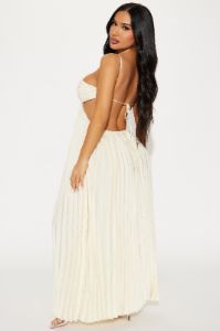 Anastacia Plisse Maxi Dress - Cream sold by Fashion Nova