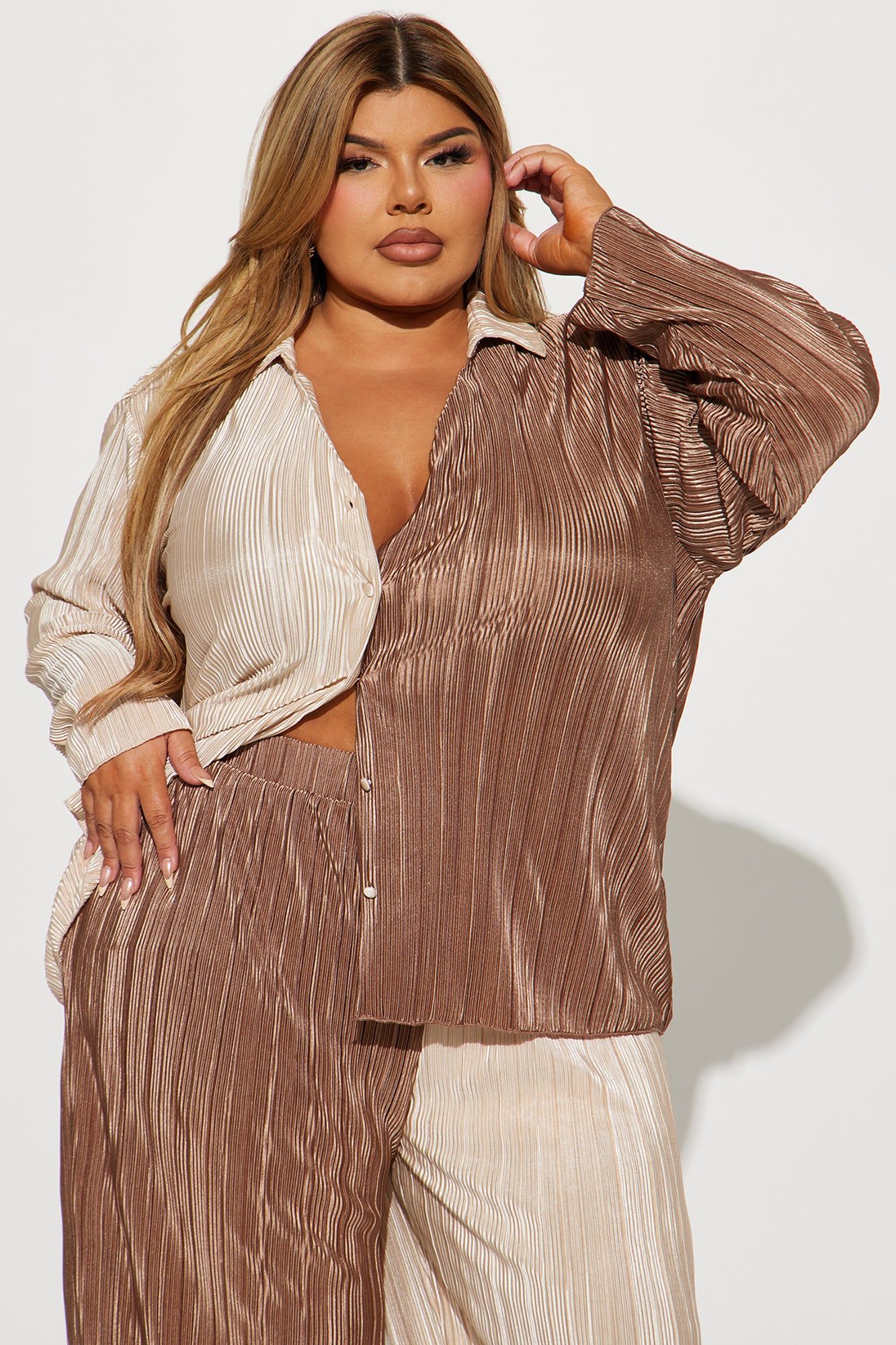 Chic Life Plisse Pant Set - Champagne sold by Fashion Nova product image thumbnail 5