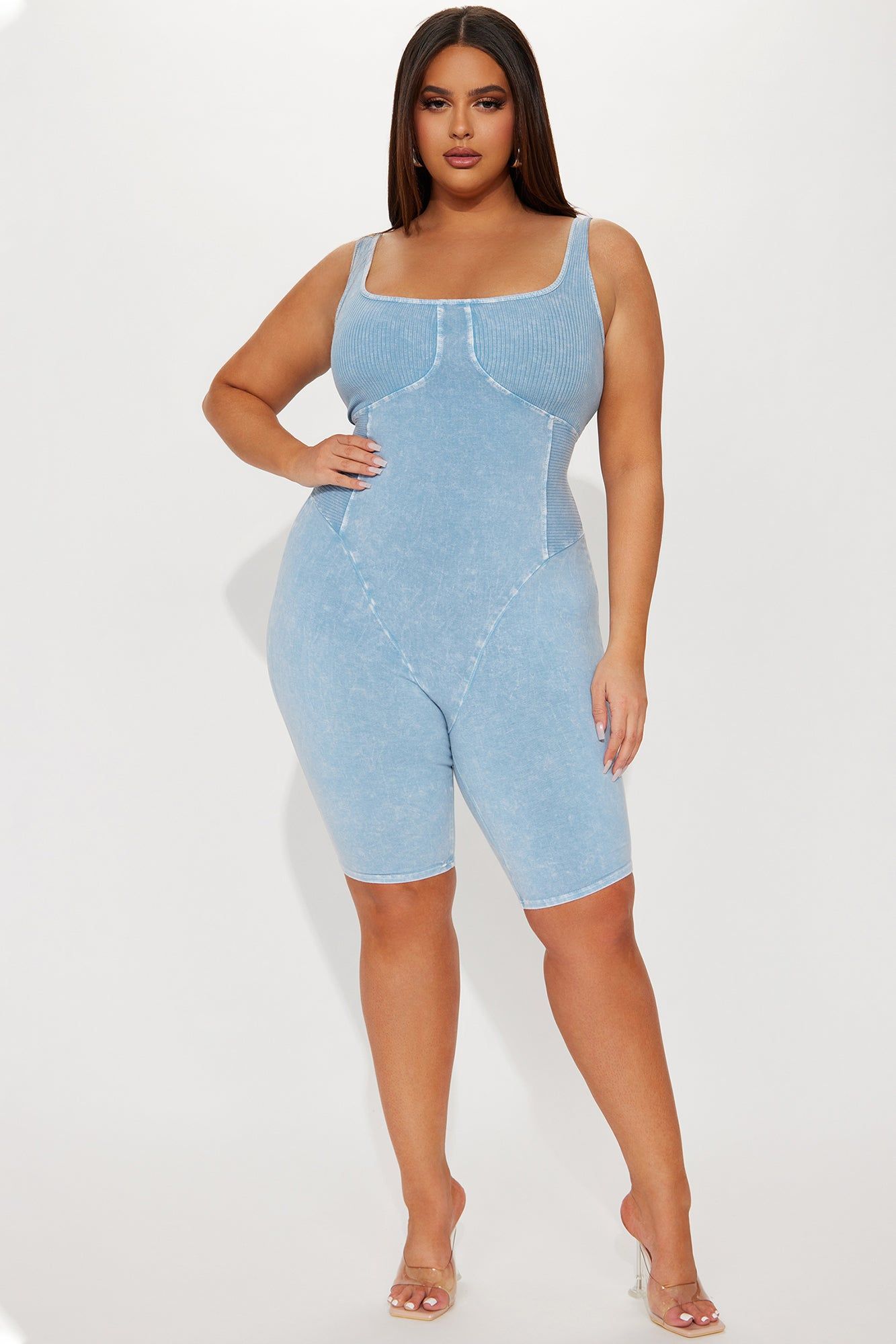 Amali Mineral Wash Romper - Sky Blue sold by Fashion Nova product image thumbnail 4