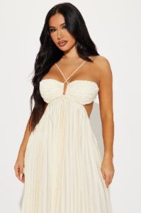 Anastacia Plisse Maxi Dress - Cream sold by Fashion Nova