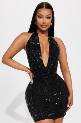 Ivy Embellished Mini Dress - Black sold by Fashion Nova