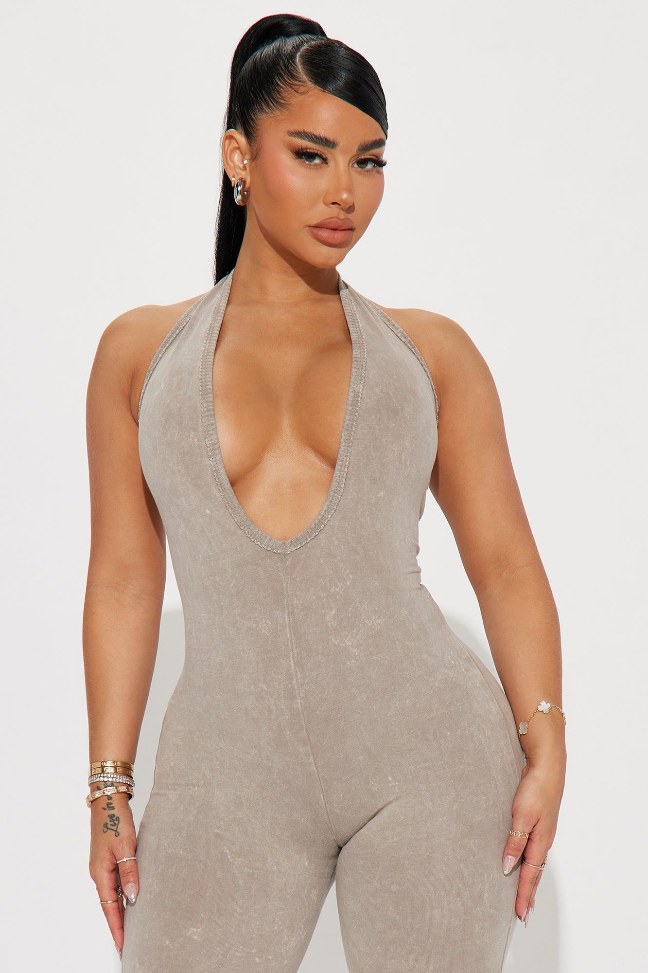 Laylah Mineral Wash Romper - Mocha sold by Fashion Nova product image thumbnail 2