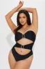 Kleo Rhinestone Buckle 1 Piece Swimsuit - Black sold by Fashion Nova
