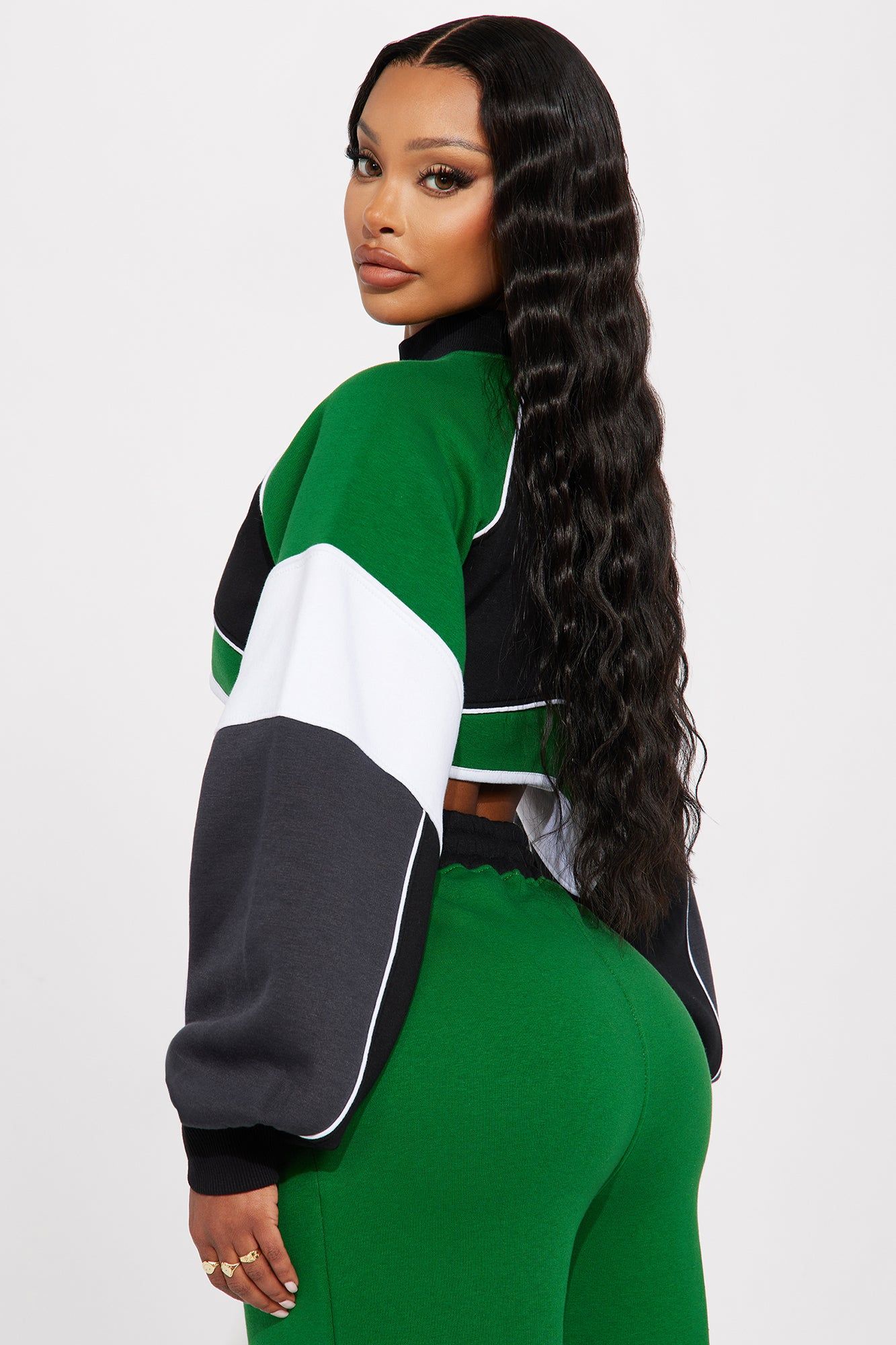 Competitive Edge Cropped Sweatshirt - Green/combo sold by Fashion Nova product image thumbnail 3