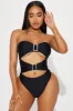 Kleo Rhinestone Buckle 1 Piece Swimsuit - Black sold by Fashion Nova