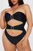 Kleo Rhinestone Buckle 1 Piece Swimsuit - Black sold by Fashion Nova
