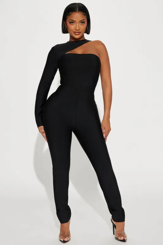 Make It Out Bandage Jumpsuit  - Black sold by Fashion Nova