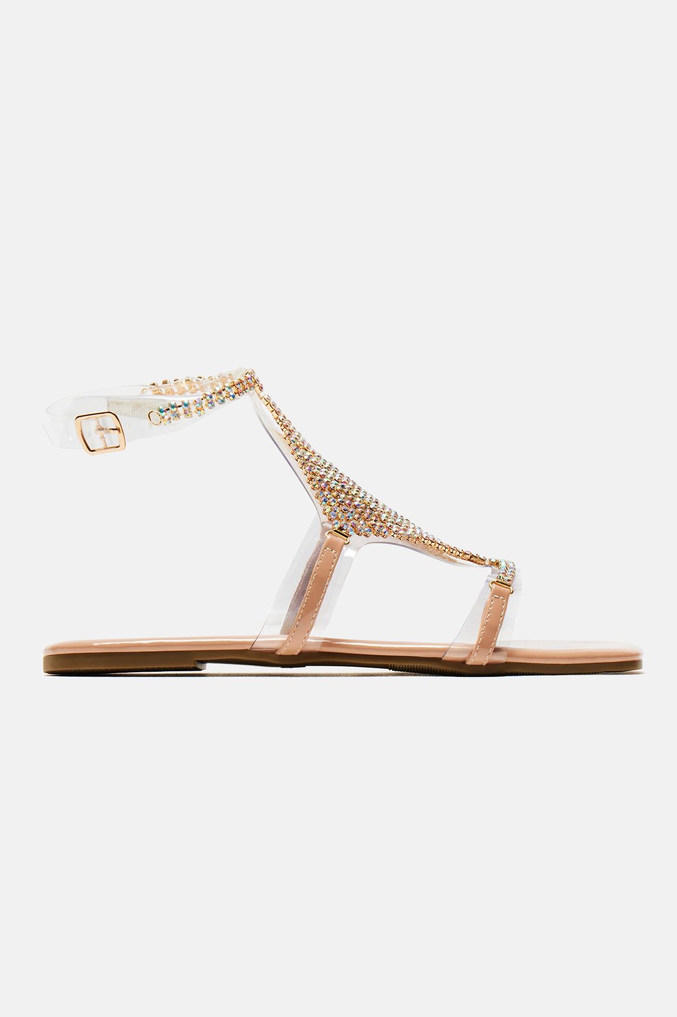 Eliza Embellished Flat Sandals - Nude sold by Fashion Nova product image thumbnail 4