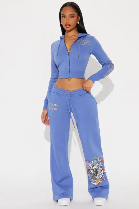 Ed Hardy Blue Skies Pant Set V2 -Dusty Blue made by Fashion Nova