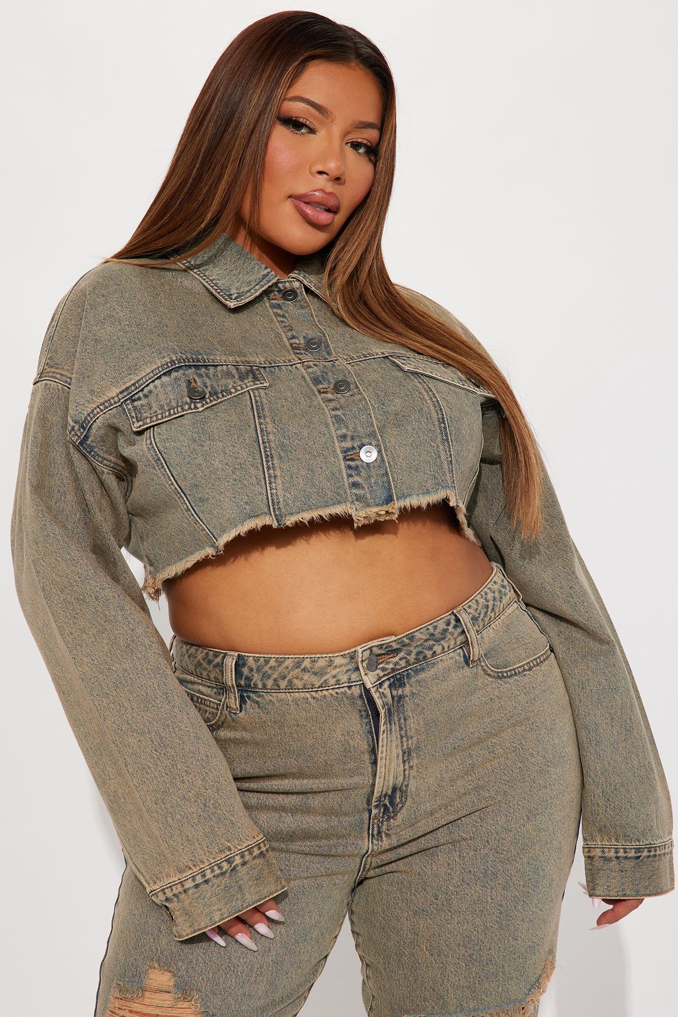 Sahara Cropped Tinted Denim Jacket - Medium Wash sold by Fashion Nova product image thumbnail 4