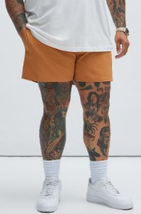 Montez Stretch Swim Trunk Short - Tan sold by Fashion Nova