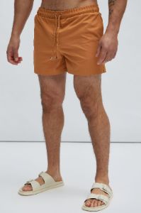 Montez Stretch Swim Trunk Short - Tan sold by Fashion Nova