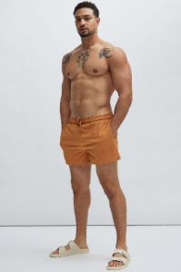 Montez Stretch Swim Trunk Short - Tan sold by Fashion Nova