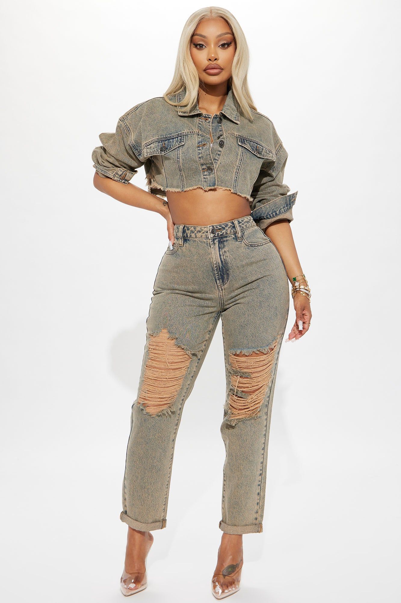 Sahara Cropped Tinted Denim Jacket - Medium Wash sold by Fashion Nova product image thumbnail 2