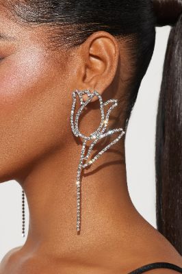 Enchanted Flower Earrings - Silver sold by Fashion Nova