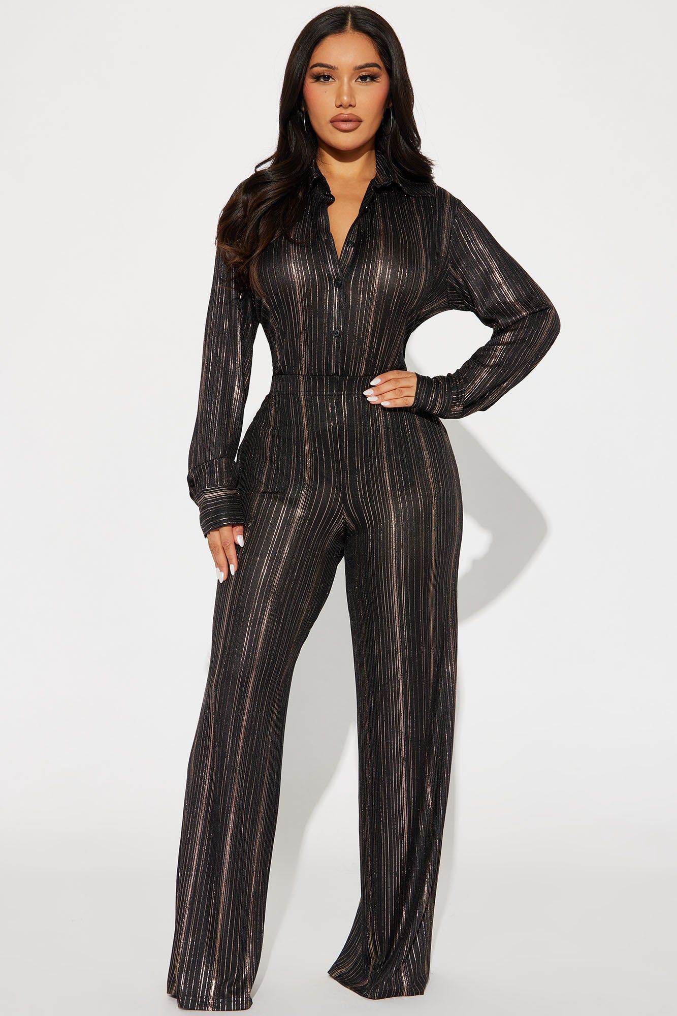 Late Nights Metallic Pant Set - Black sold by Fashion Nova