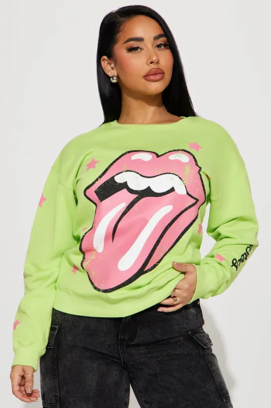 Taste Of Stardom Rolling Stones Sweatshirt - Lime sold by Fashion Nova