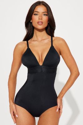 Looking Good Tummy Control Shapewear Bodysuit - Black sold by Fashion Nova