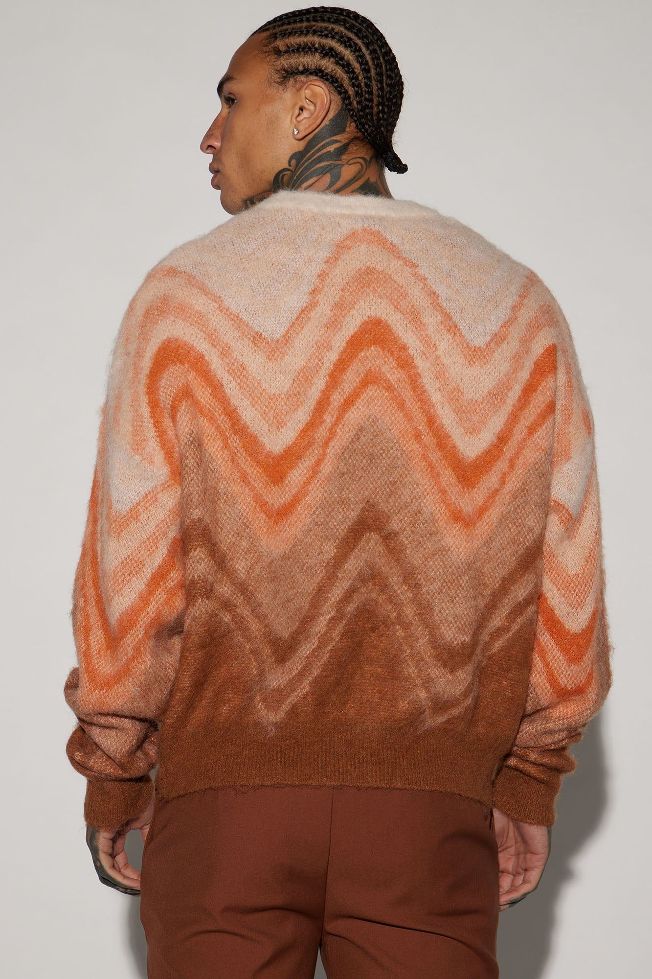 Waves Fuzzy Crewneck Sweater - Orange/combo sold by Fashion Nova product image thumbnail 3