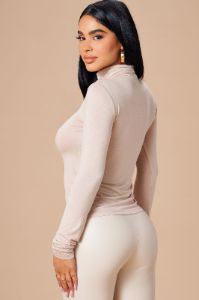 Pamela Turtle Neck Long Sleeve Top - Khaki sold by Fashion Nova