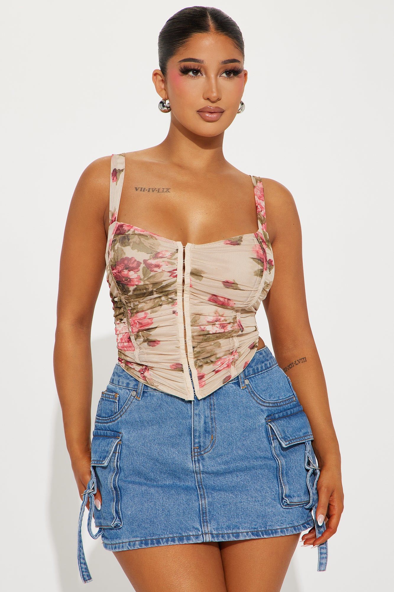Maia Mesh Top - Taupe/combo sold by Fashion Nova
