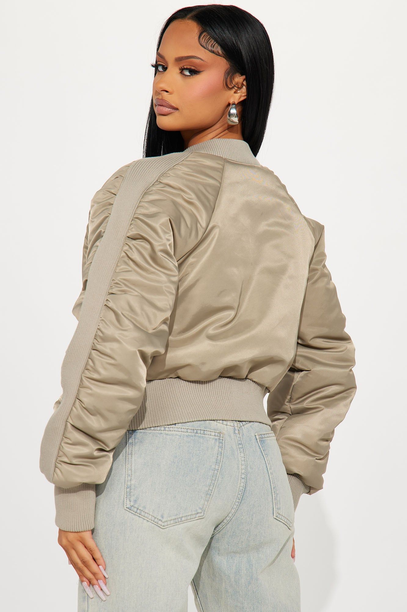 Isabella Ruched Bomber Jacket - Sage sold by Fashion Nova product image thumbnail 3