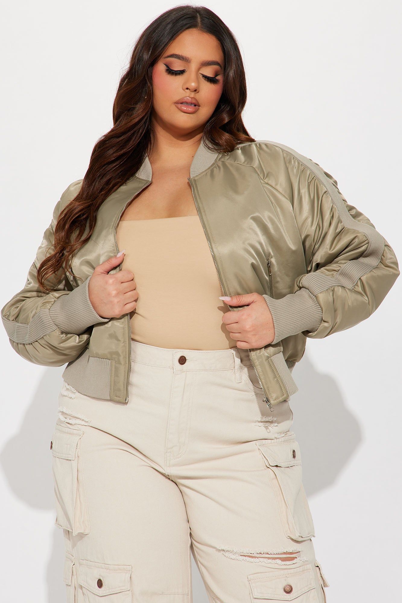 Isabella Ruched Bomber Jacket - Sage sold by Fashion Nova product image thumbnail 4
