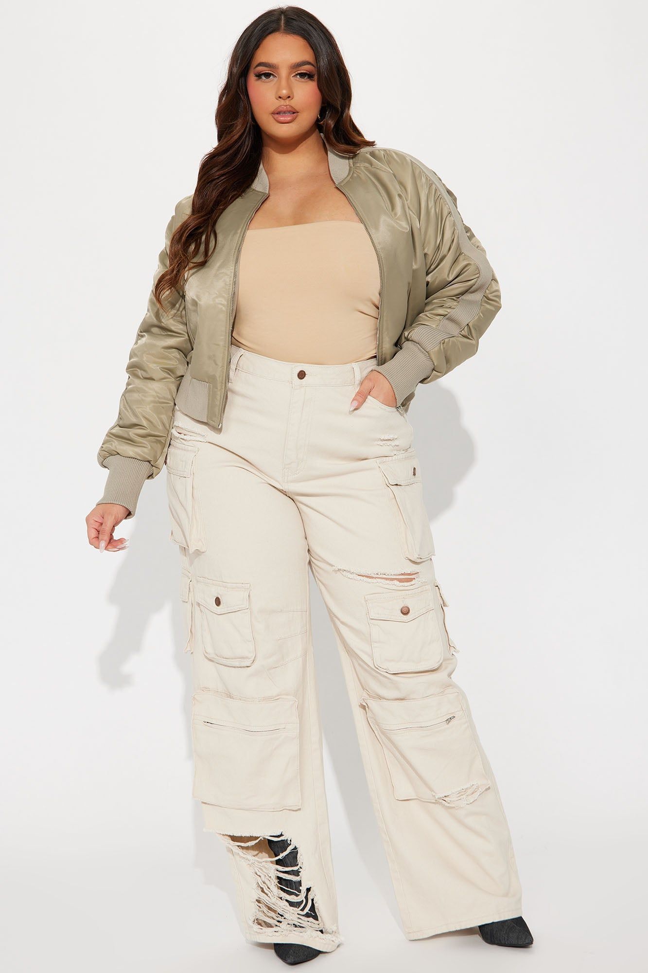 Isabella Ruched Bomber Jacket - Sage sold by Fashion Nova product image thumbnail 5