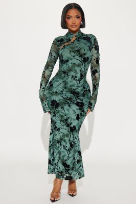 Mackenzie Mesh Maxi Dress - Sage sold by Fashion Nova
