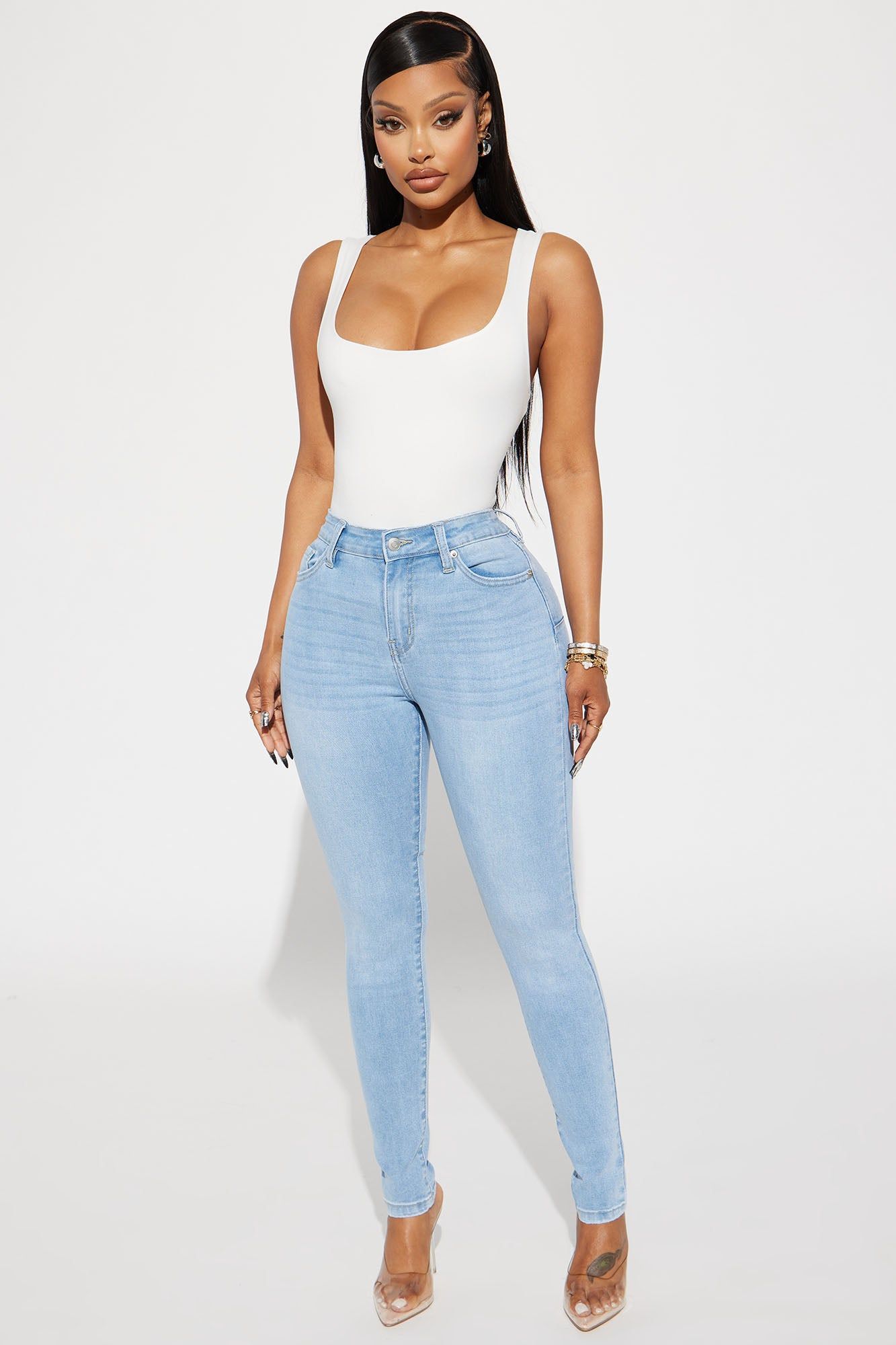 All The Right Places Sculpting Stretch Skinny Jeans - Light Wash sold by Fashion Nova