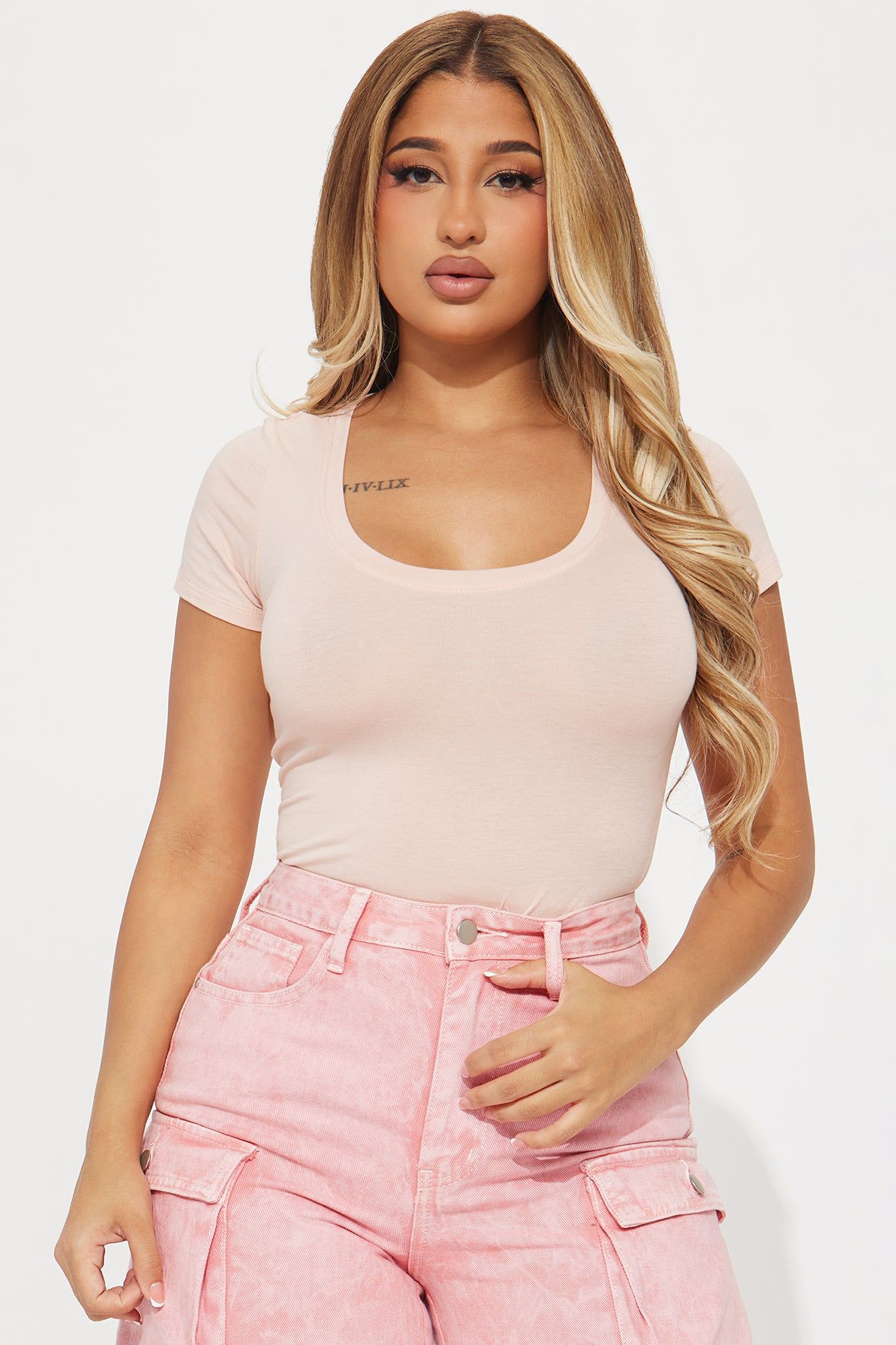 Monica Scoop Neck Top - Rose sold by Fashion Nova