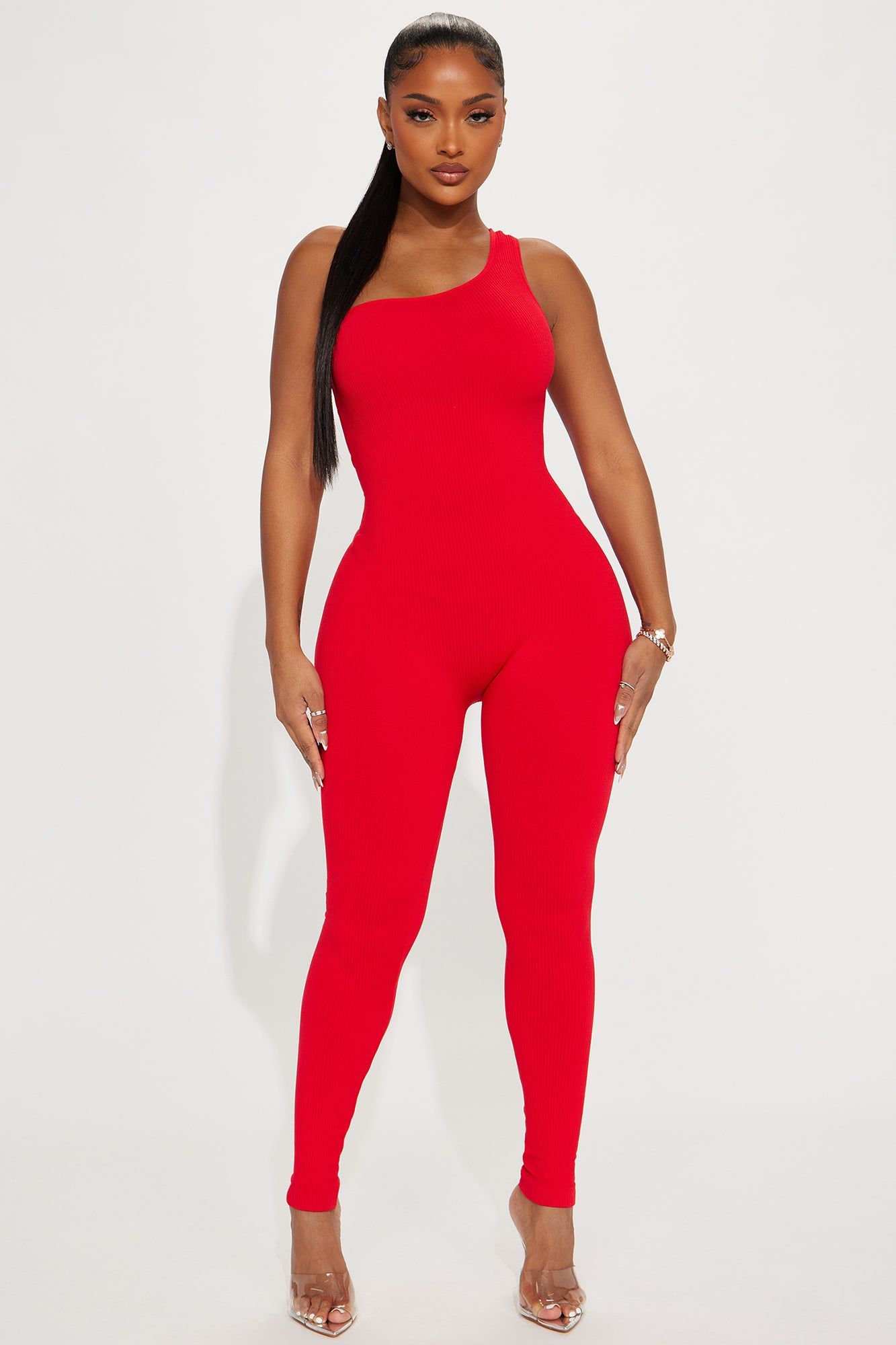 Sienna Seamless Jumpsuit - Red sold by Fashion Nova