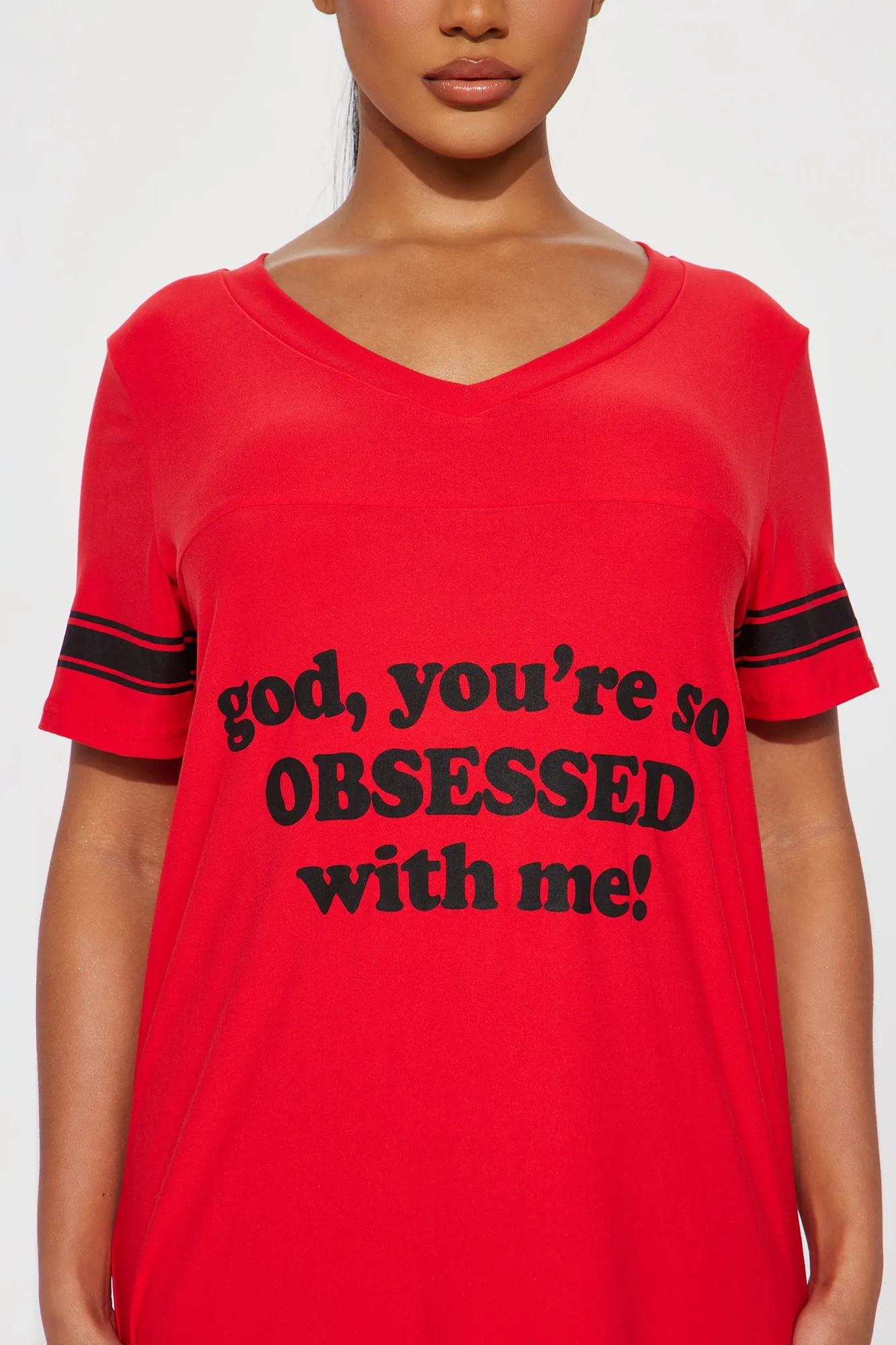 Obsessed With Me PJ Sleep Shirt - Red/Black sold by Fashion Nova product image thumbnail 4