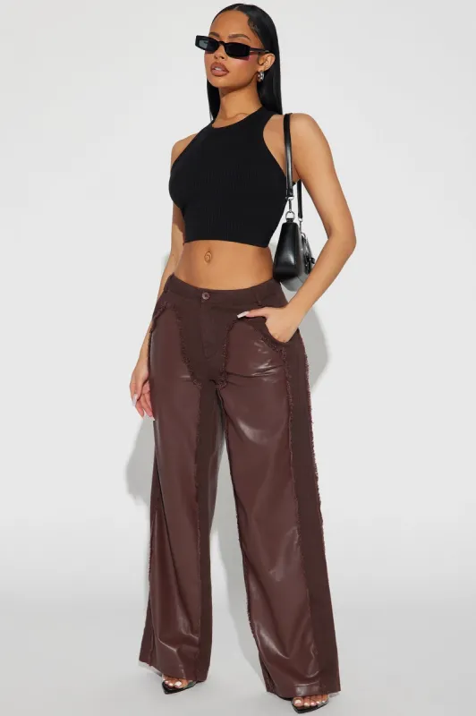 Two Faced Faux Leather Pant - Brown sold by Fashion Nova