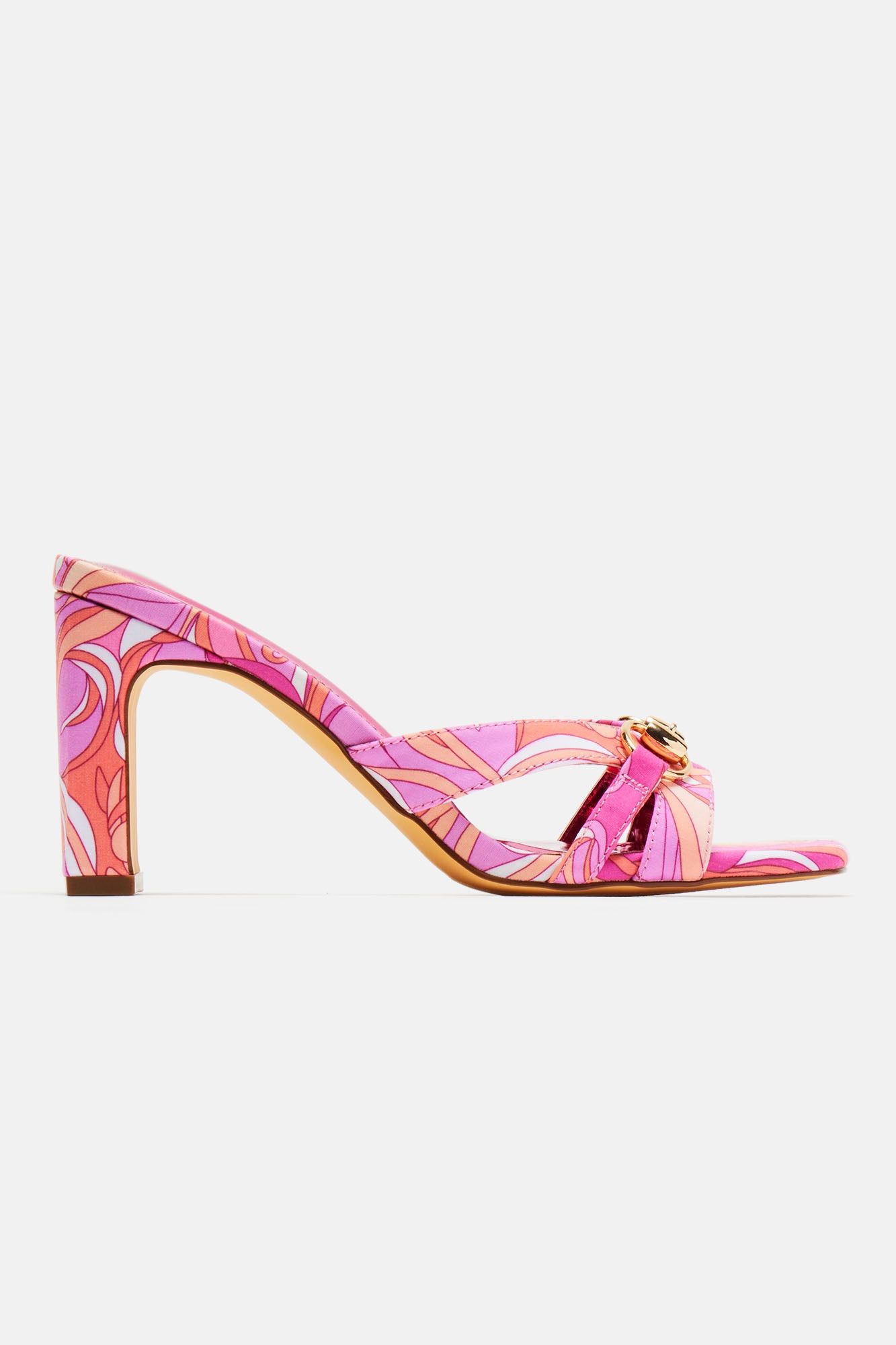 Alaina Printed Heeled Mules - Pink/combo sold by Fashion Nova product image thumbnail 4