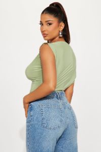 Julianne Off Shoulder Bodysuit - Sage sold by Fashion Nova