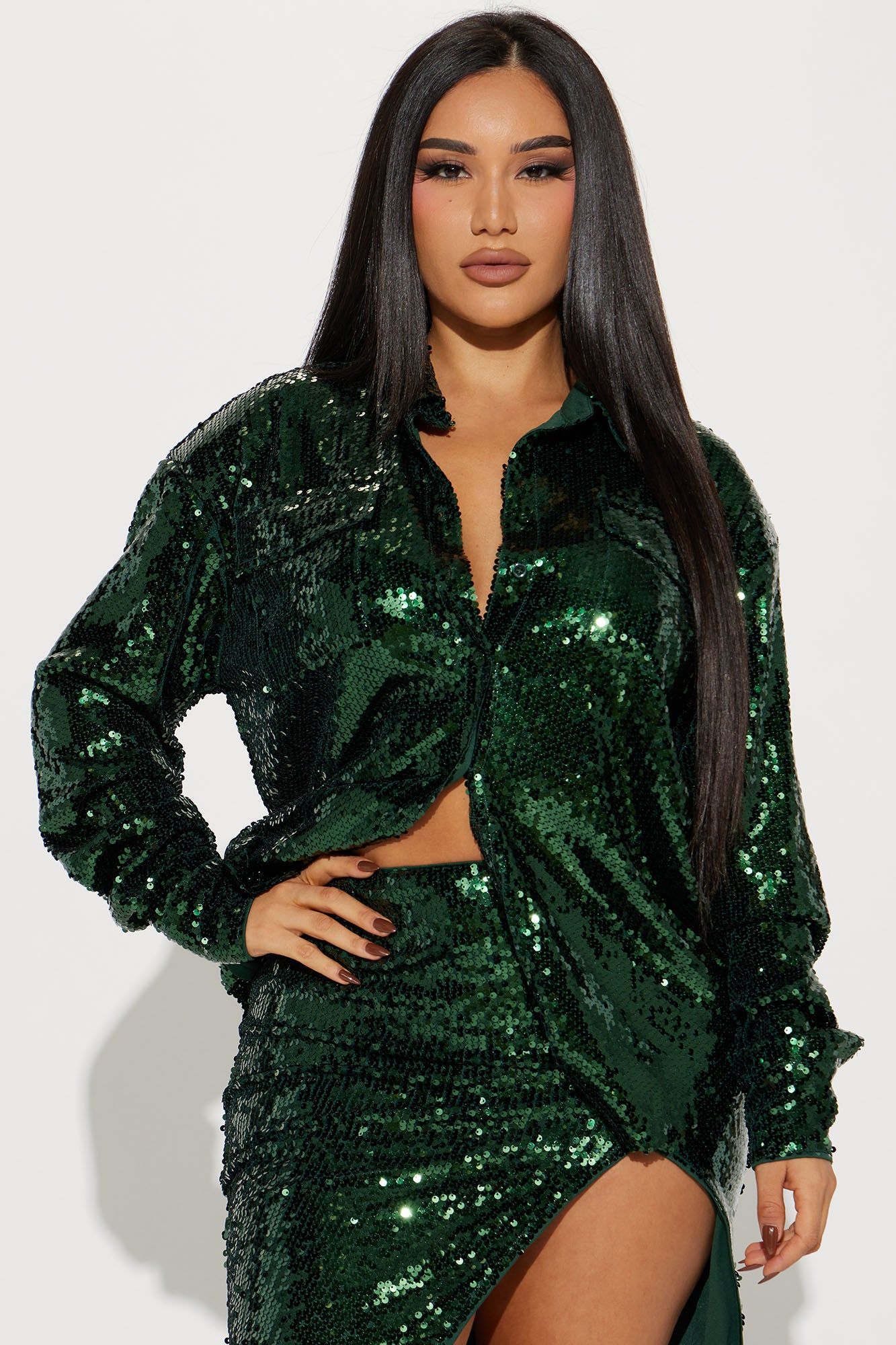 Secret Obsession Sequin Skirt Set - Hunter sold by Fashion Nova product image thumbnail 2