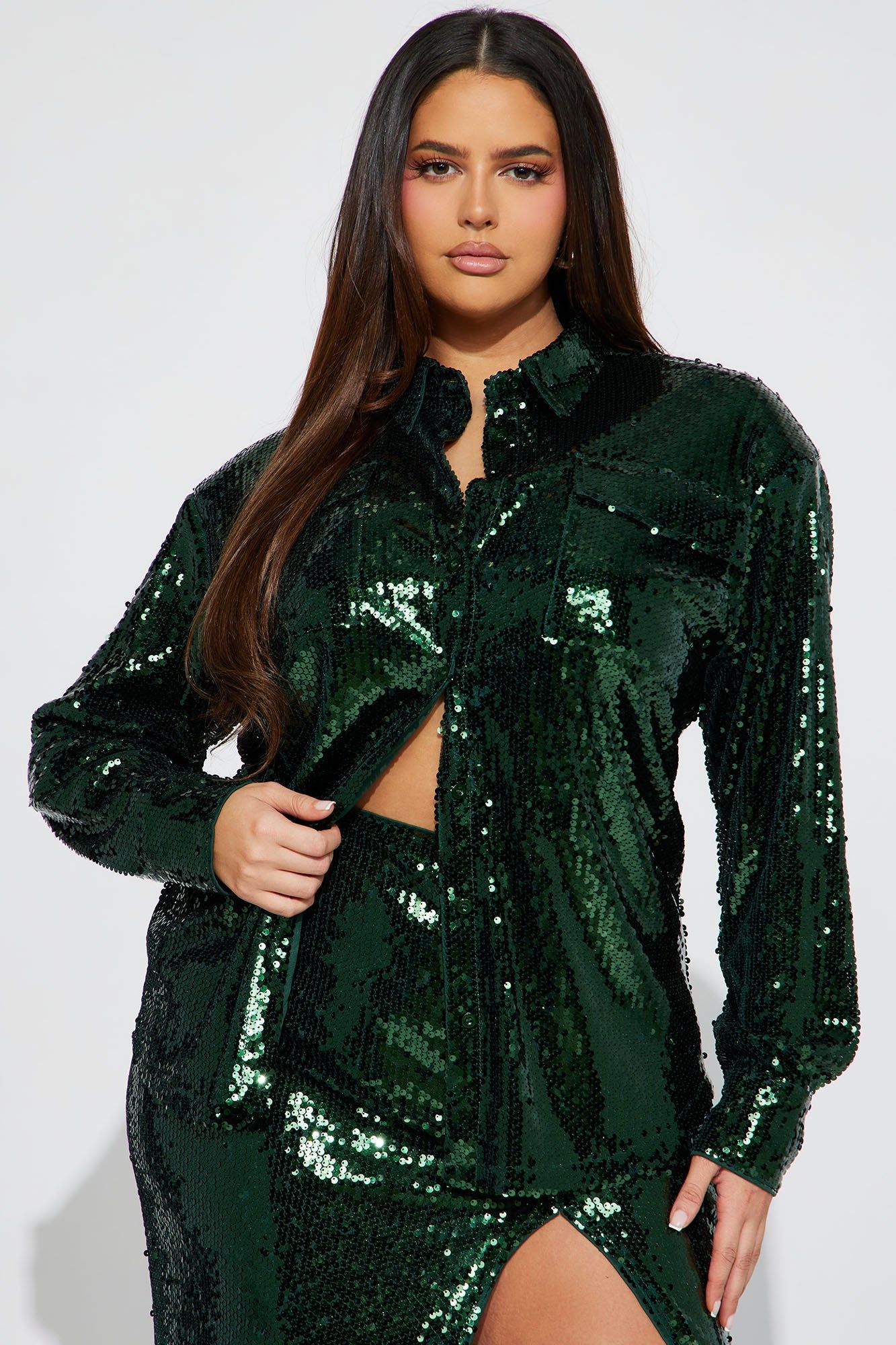 Secret Obsession Sequin Skirt Set - Hunter sold by Fashion Nova product image thumbnail 5