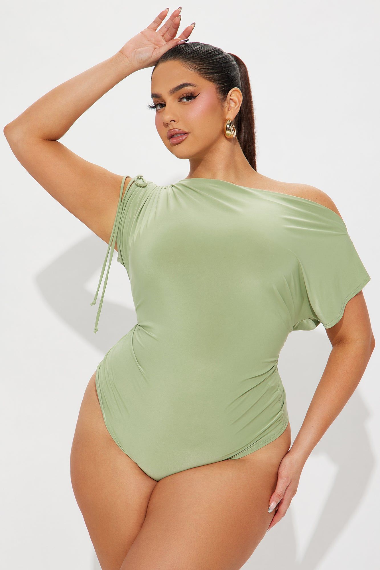 Julianne Off Shoulder Bodysuit - Sage sold by Fashion Nova product image thumbnail 5
